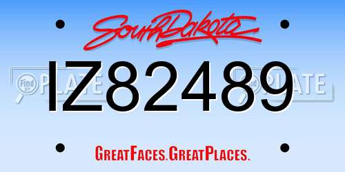 IZ82489 South Dakota License Plate