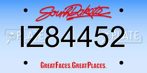 IZ84452 South Dakota License Plate
