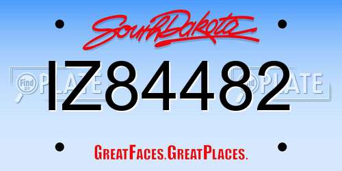 IZ84482 South Dakota License Plate