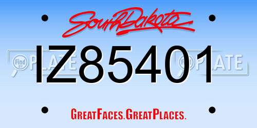 IZ85401 South Dakota License Plate