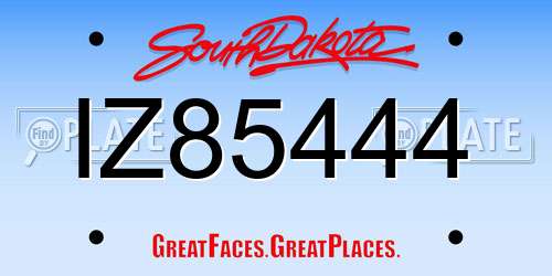 IZ85444 South Dakota License Plate