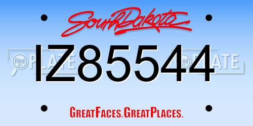 IZ85544 South Dakota License Plate