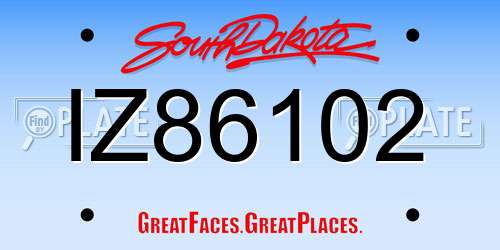 IZ86102 South Dakota License Plate