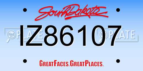 IZ86107 South Dakota License Plate