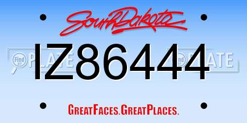 IZ86444 South Dakota License Plate