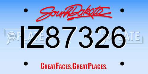 IZ87326 South Dakota License Plate