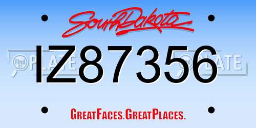 IZ87356 South Dakota License Plate