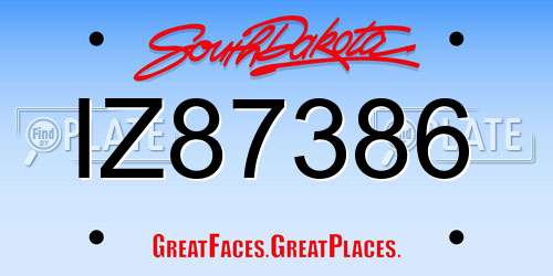 IZ87386 South Dakota License Plate