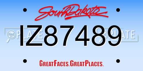 IZ87489 South Dakota License Plate