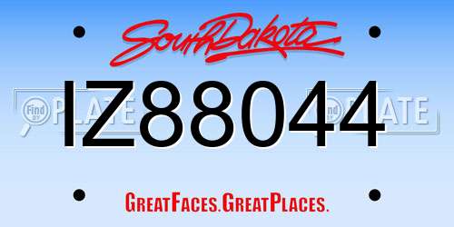 IZ88044 South Dakota License Plate