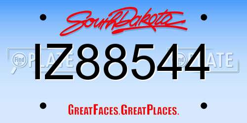IZ88544 South Dakota License Plate