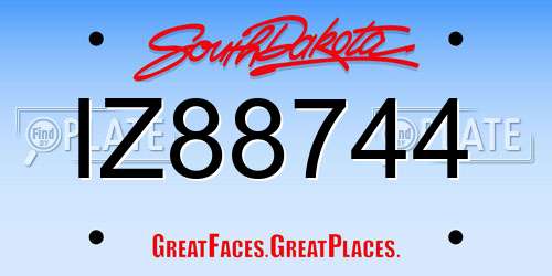 IZ88744 South Dakota License Plate