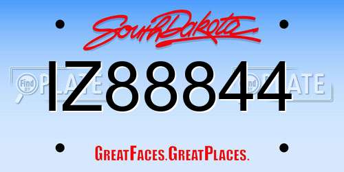 IZ88844 South Dakota License Plate