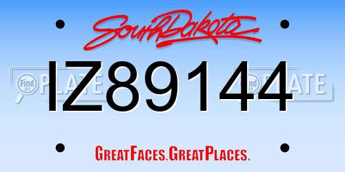 IZ89144 South Dakota License Plate