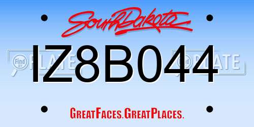 IZ8B044 South Dakota License Plate