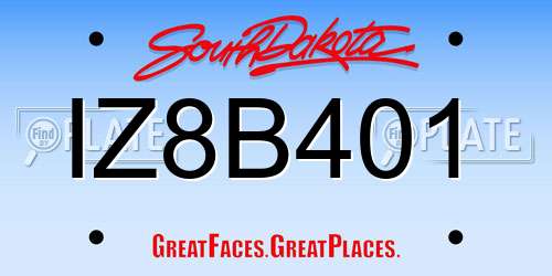 IZ8B401 South Dakota License Plate