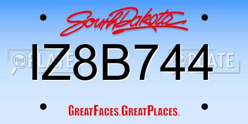 IZ8B744 South Dakota License Plate