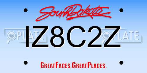 IZ8C2Z South Dakota License Plate