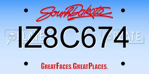 IZ8C674 South Dakota License Plate