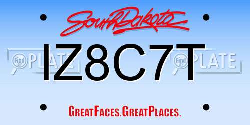 IZ8C7T South Dakota License Plate