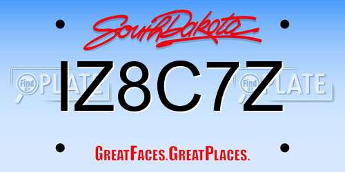 IZ8C7Z South Dakota License Plate