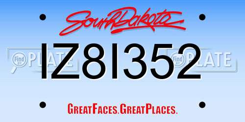 IZ8I352 South Dakota License Plate