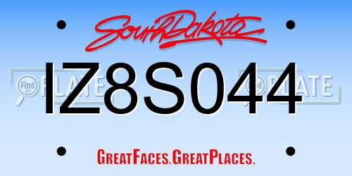 IZ8S044 South Dakota License Plate