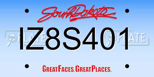 IZ8S401 South Dakota License Plate