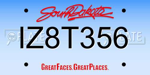 IZ8T356 South Dakota License Plate