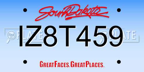 IZ8T459 South Dakota License Plate