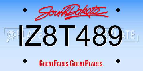 IZ8T489 South Dakota License Plate