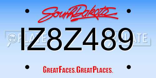 IZ8Z489 South Dakota License Plate