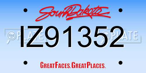 IZ91352 South Dakota License Plate