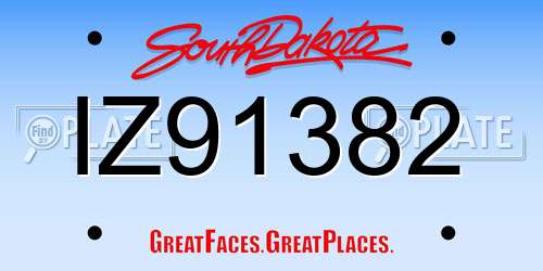 IZ91382 South Dakota License Plate