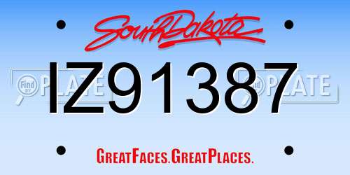 IZ91387 South Dakota License Plate