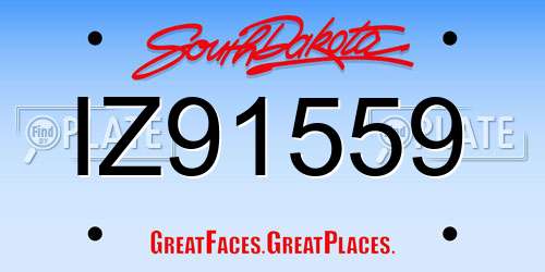 IZ91559 South Dakota License Plate