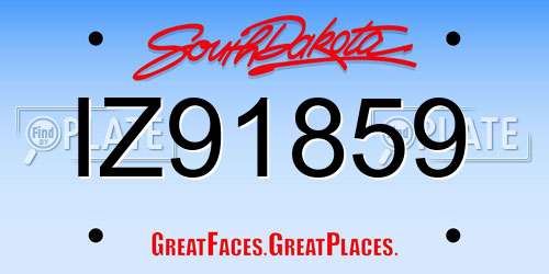 IZ91859 South Dakota License Plate