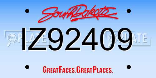 IZ92409 South Dakota License Plate