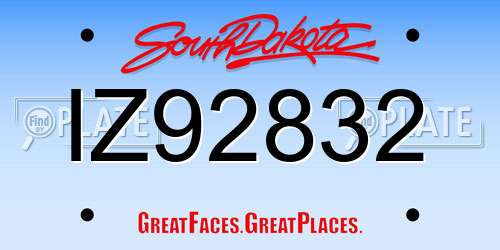 IZ92832 South Dakota License Plate
