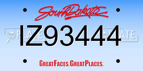IZ93444 South Dakota License Plate