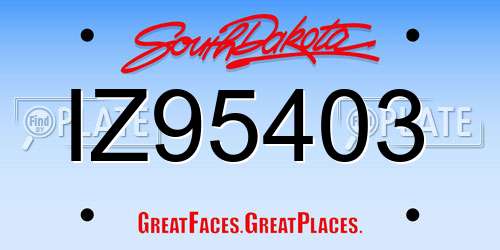 IZ95403 South Dakota License Plate