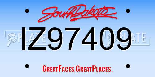 IZ97409 South Dakota License Plate