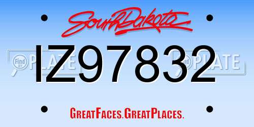 IZ97832 South Dakota License Plate