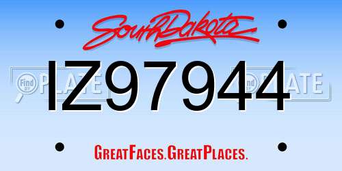 IZ97944 South Dakota License Plate