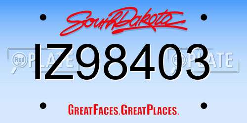 IZ98403 South Dakota License Plate