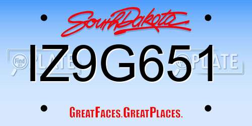 IZ9G651 South Dakota License Plate