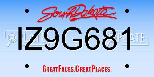 IZ9G681 South Dakota License Plate