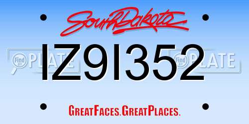 IZ9I352 South Dakota License Plate