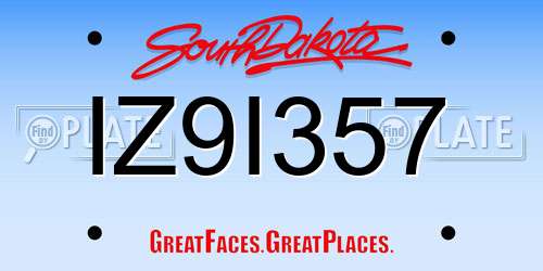 IZ9I357 South Dakota License Plate
