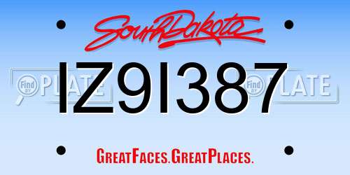 IZ9I387 South Dakota License Plate